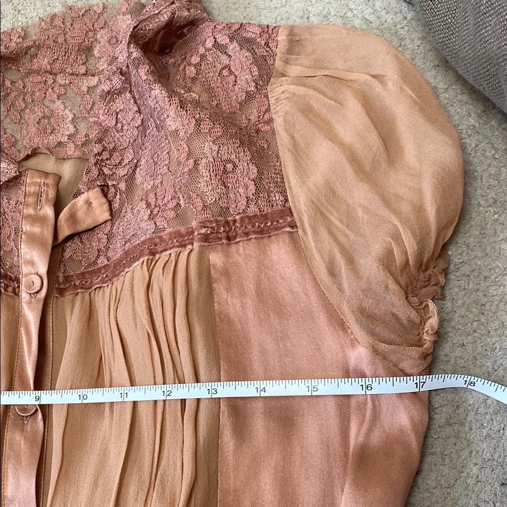 Philosophy Di Alberta Ferretti Lace Trimmed Silk Blouse size 10 made in Italy - Picture 8 of 9